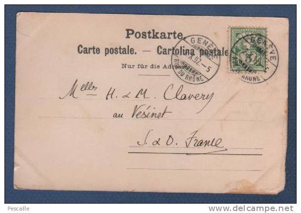 CARTE POSTALE OFFICIELLE TIR CANTONAL GENEVOIS 1602 - 1902 - CIRCULEE EN 1902 - SOCIETE D'AFFICHES ARTISTIQUES GENEVE AN - Genève