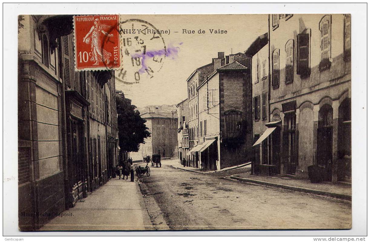 Q28 - THIZY - Rue De VAISE (Jolie Carte Animée De 1918 - Oblitération De Thizy - Scan Du Verso) - Thizy