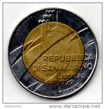 SAN MARINO 500 LIRE 1990 BIMETALLICA - San Marino