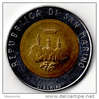 SAN MARINO 500 LIRE 1986 BIMETALLICA - Saint-Marin