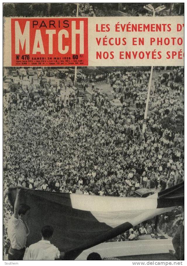 Paris Match 476 24/5/1958 Alger Brando Massu Indus De Gaulle Spoutnik - Gente