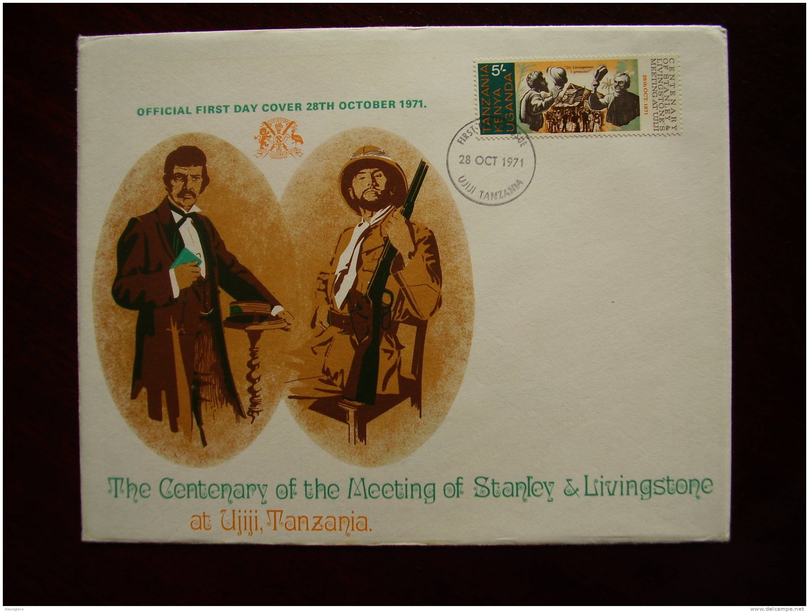 KUT 1971 STANLEY Meeting LIVINGSTONE Centenary  5/- STAMP On FDC. - Kenya, Uganda & Tanzania