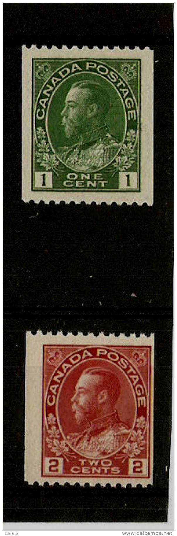 CANADA 1912-21 1c & 2c SG217/218 PERF 12 X  IMPERF MOUNTED MINT Cat £69 - Nuovi