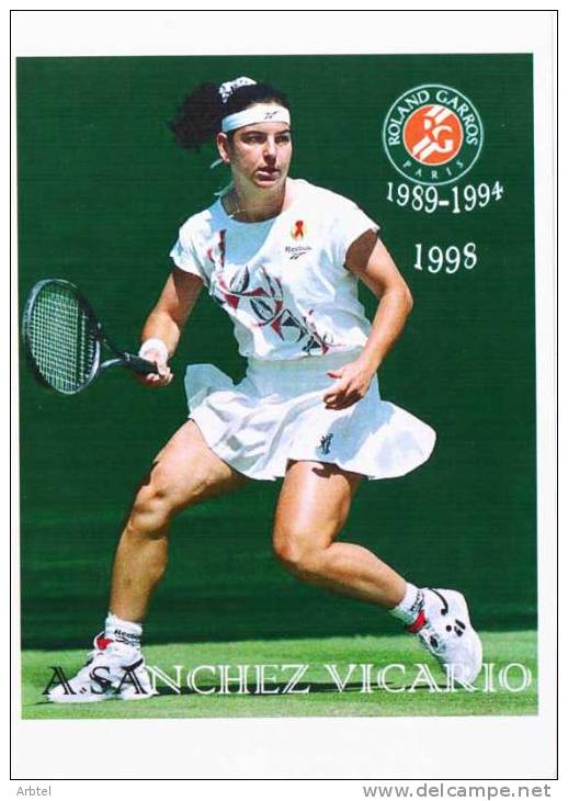 TENNIS ARANCHA SANCHEZ VICARIO ROLAND GARROS   EN ENTERO POSTAL PERSONALIZADO DE FINLANDIA CIRCULADO - Tennis