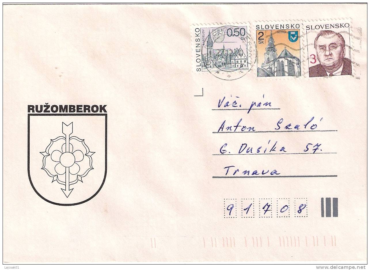 Slovakia 2000. Cover RUZOMBEROK Postmark Coat Of Arms - Brieven En Documenten