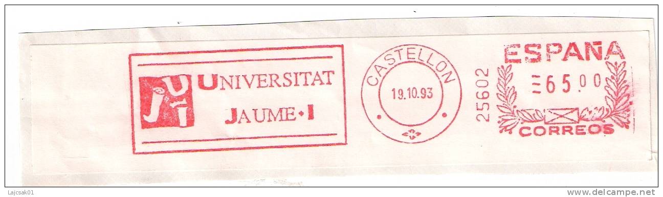 A2 Spain 1993. Machine Stamp Postmark UNIVERSITAT JAUME University CASTELLON Postmark - Franking Machines (EMA)