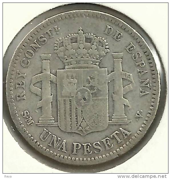 SPAIN  UN 1 PESETA  EMBLEM  FRONT KING HEAD BACK 1904 AG SILVER  F+ KM721  READ DESCRIPTION CAREFULLY !!! - Otros & Sin Clasificación