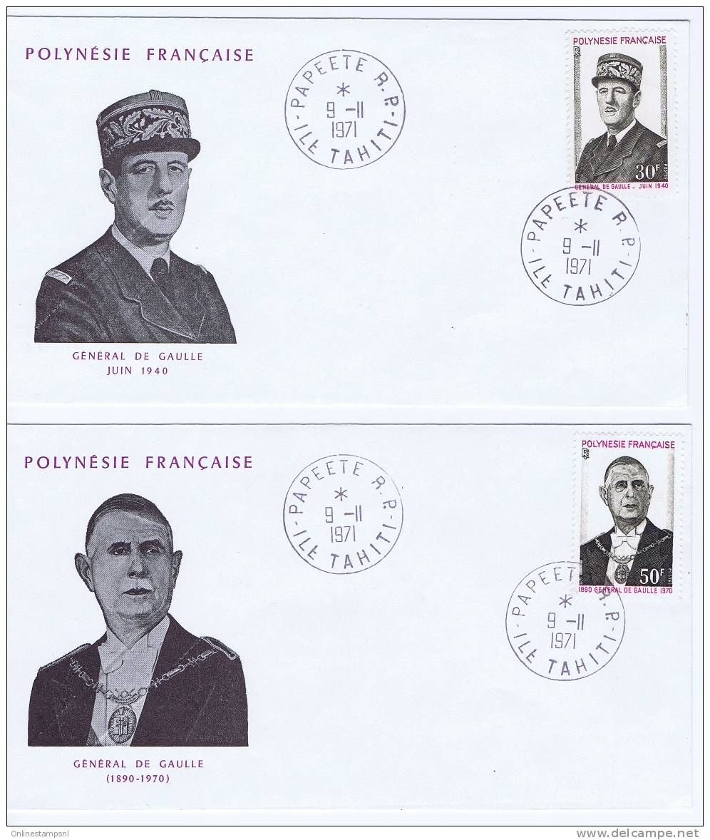 France : Polynesie 1971 FDC´s Général De Gaulle 2x, 30 F Et 50F - FDC