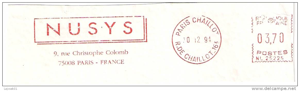 A2 France 1994 Machine Stamp NUSYS  Rue Christophe Colomb Cut Fragment Christopher Columbus - Christophe Colomb