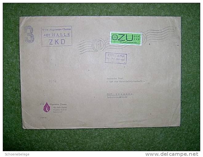 A1035) ZKD Brief Mit ZU Von VVB Allgemeine Chemie Halle 11.7.1966 Nach Dresden M. Mi.E2x - Sonstige & Ohne Zuordnung