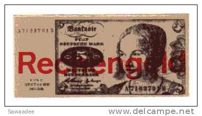 BILLET ALLEMAGNE - REPUBLIQUE FEDERALE - BILLET DE JEU FACSIMILE - IDEM P.18 - 5 DEUTSCHE MARK - 02 JANVIER 1960 - [17] Fakes & Specimens