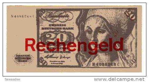 BILLET ALLEMAGNE - REPUBLIQUE FEDERALE - BILLET DE JEU FACSIMILE - IDEM P.20 - 20 DEUTSCHE MARK - 02 JANVIER 1960 - [17] Vals & Specimens