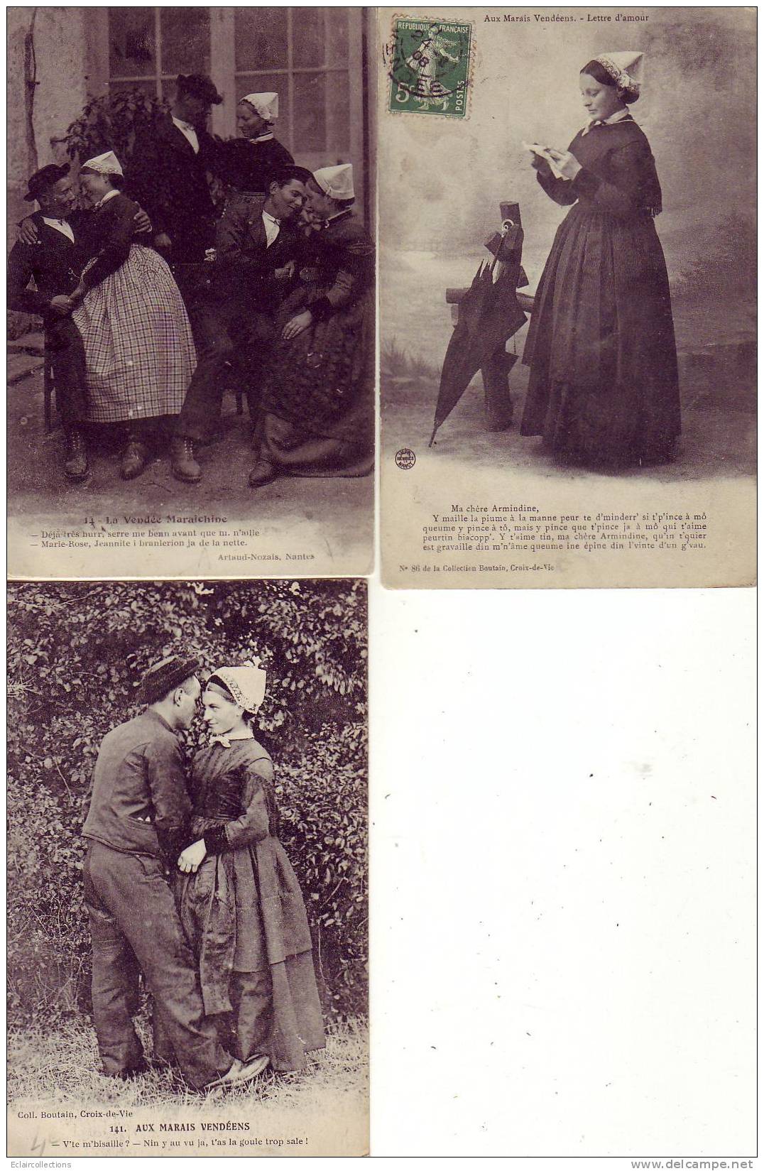 Folklore  ....Aux Marais Vendéens ...3 Cartes Diverses   ( Voir Scan  Et / Ou Annotation) - Andere & Zonder Classificatie