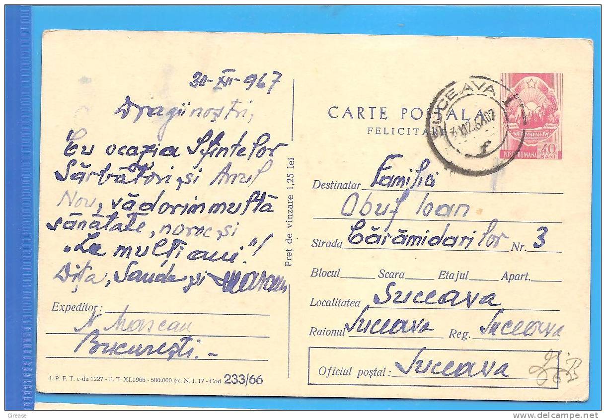 Bear, Ours. ROMANIA Postal Stationery Postcard 1966. - Ours