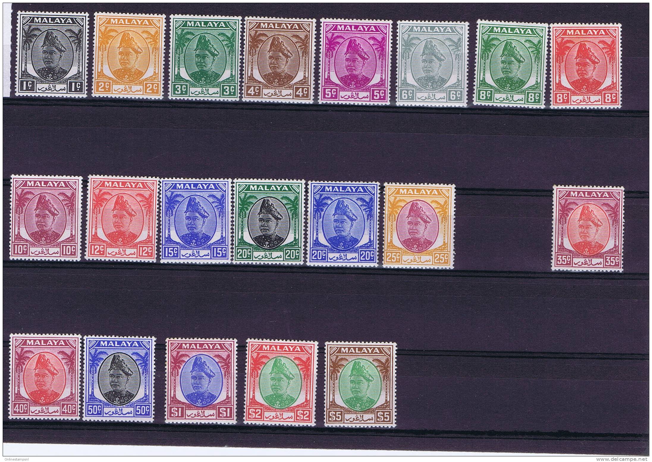 Malaya , Selangor, 1949 Michel 53-73, Minus The 30 C Nr 67, Mint Hinged, Very Nice Set - Selangor