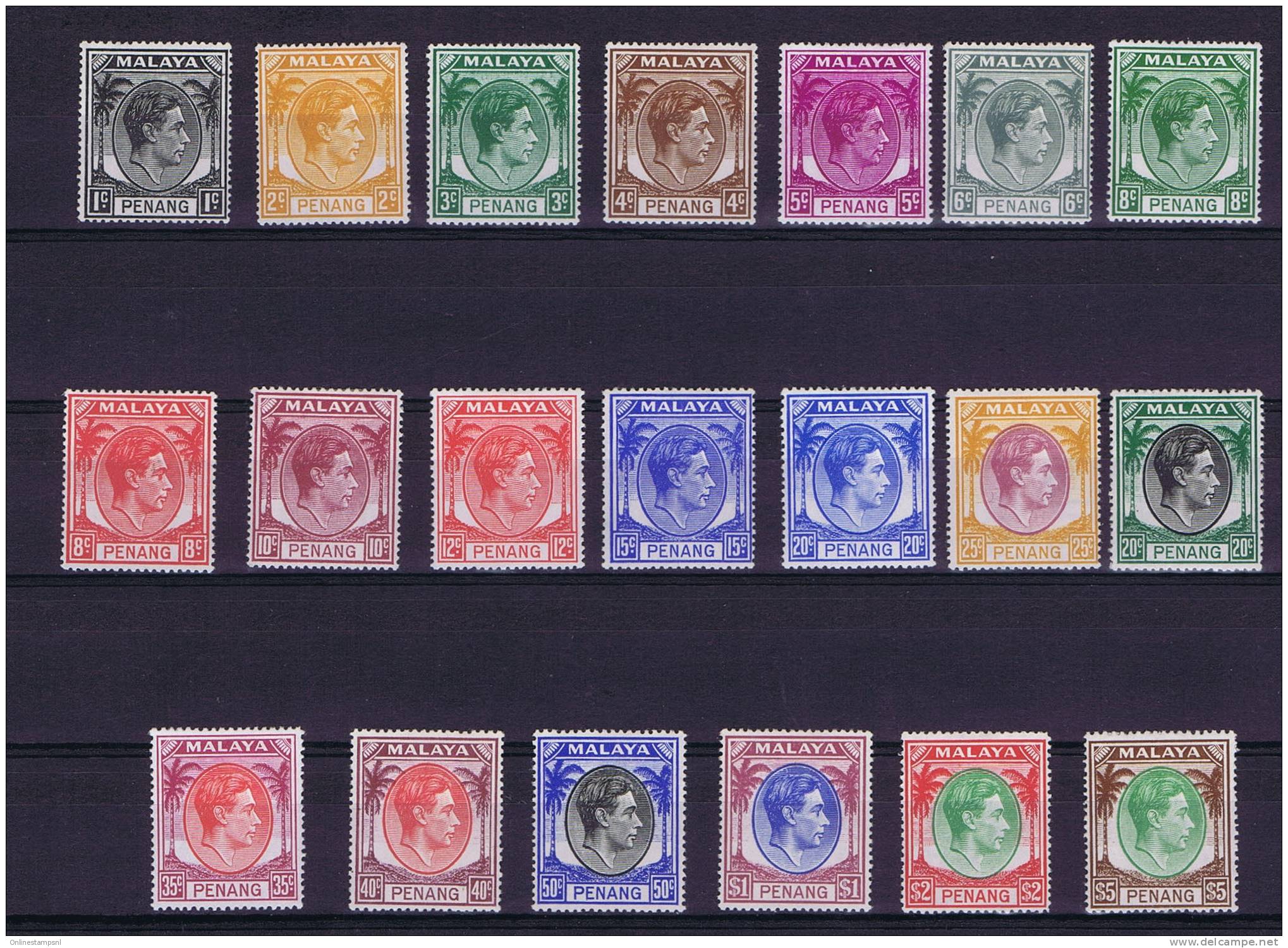 Malaya , Penang, 1942-51  Michel 3-22,  Mint Hinged, Very Nice Set - Penang