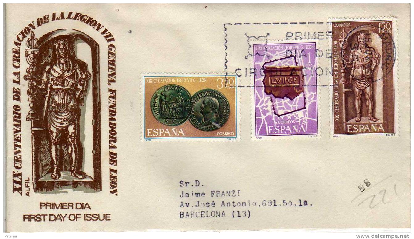 615- Carta  Certificado., MADRID 1968, Arqueología , Legión,  Roma - Storia Postale