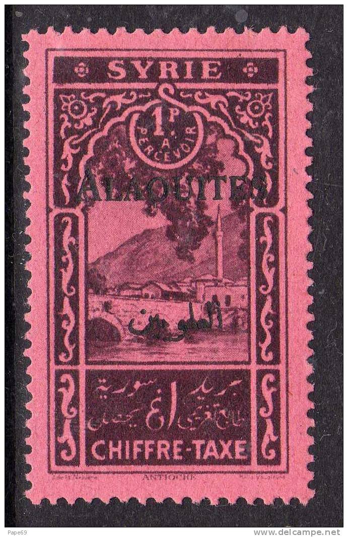 Alaouites Taxe N° 7a  XX Timbres De Syrie De 1925 Variété : Surcharge  Noire  : 1 Pi  Brun Sur Rose TB - Andere & Zonder Classificatie