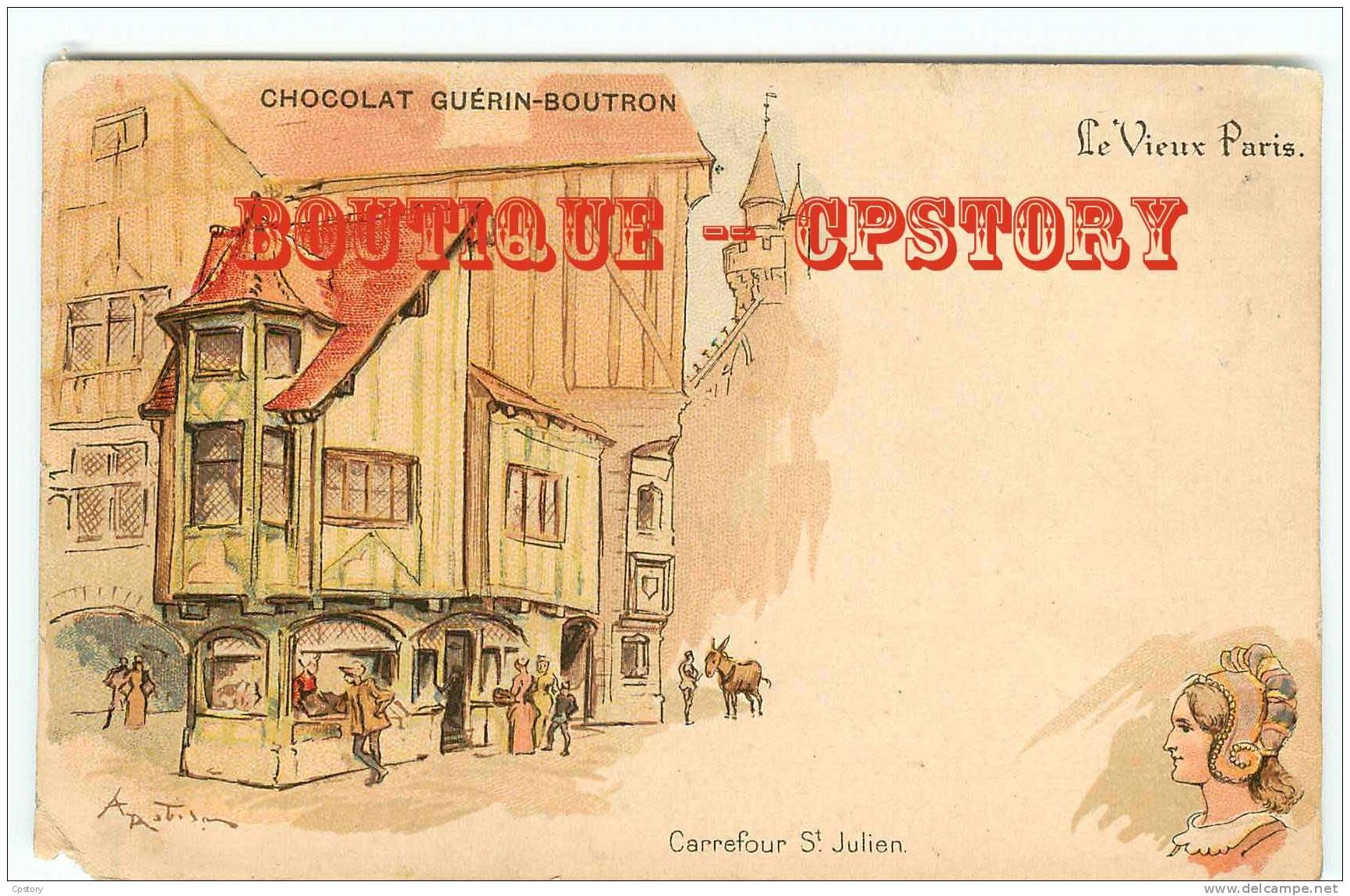 ROBIDA - VIEUX PARIS - Carrefour Saint Julien - Publicité Chocolat Guérin Boutron - Dos Scané - Robida