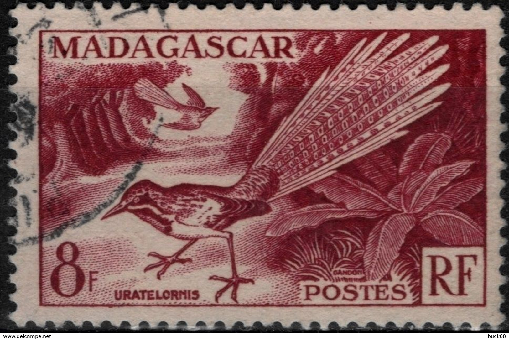 MADAGASCAR Poste 323 (o) Uratelornis Oiseau Bird - Usati