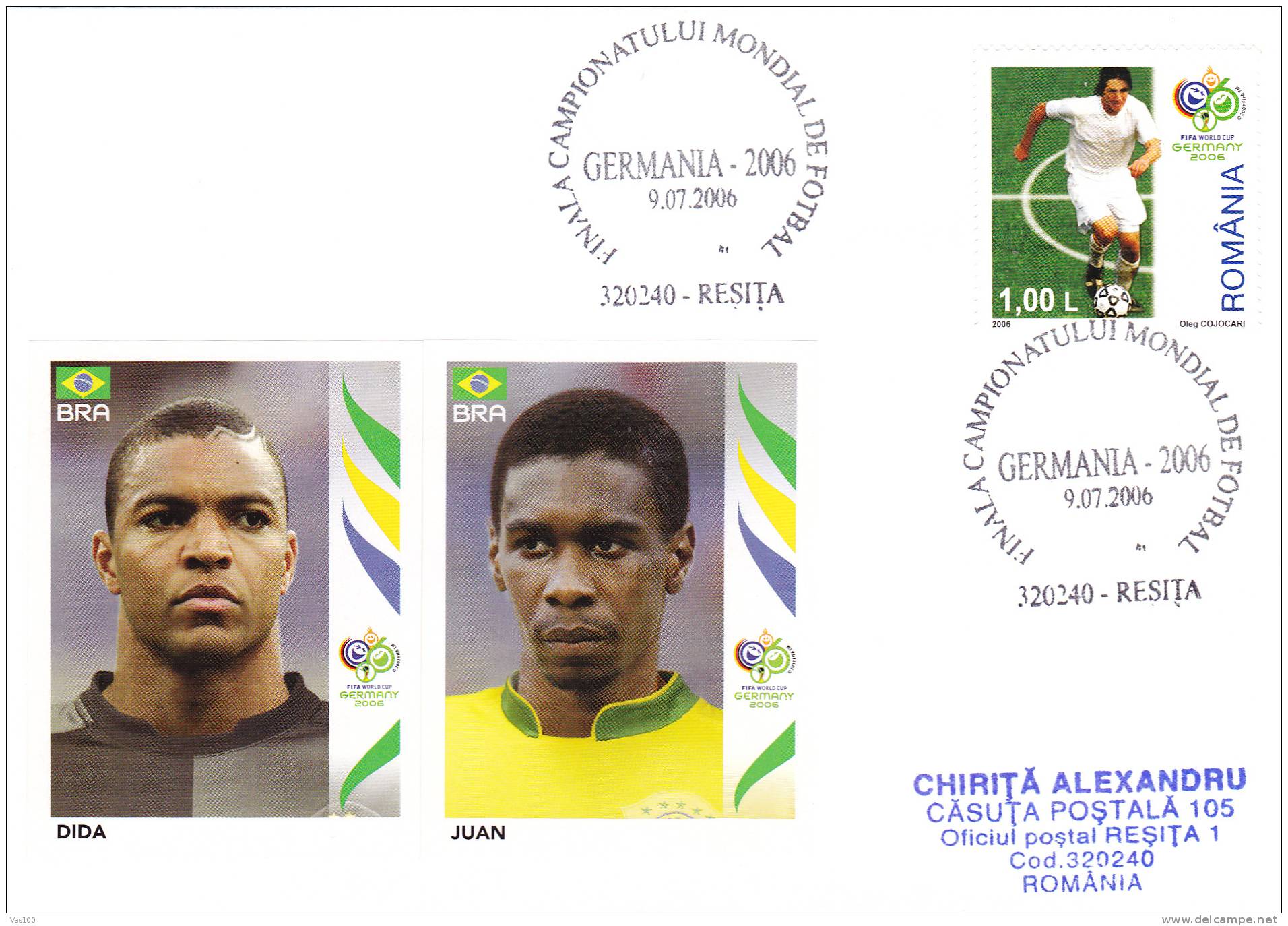 FOOTBALL FIFA WORLD CUP GERMANY 2006,Brasil Dida & Juan,cover Romania. - 2006 – Germany