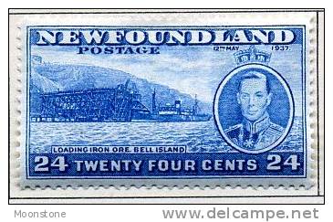 Newfoundland GVI 1937 ´Long´ Coronation 24c Light Blue P.14, Hinged Mint (A) - 1908-1947