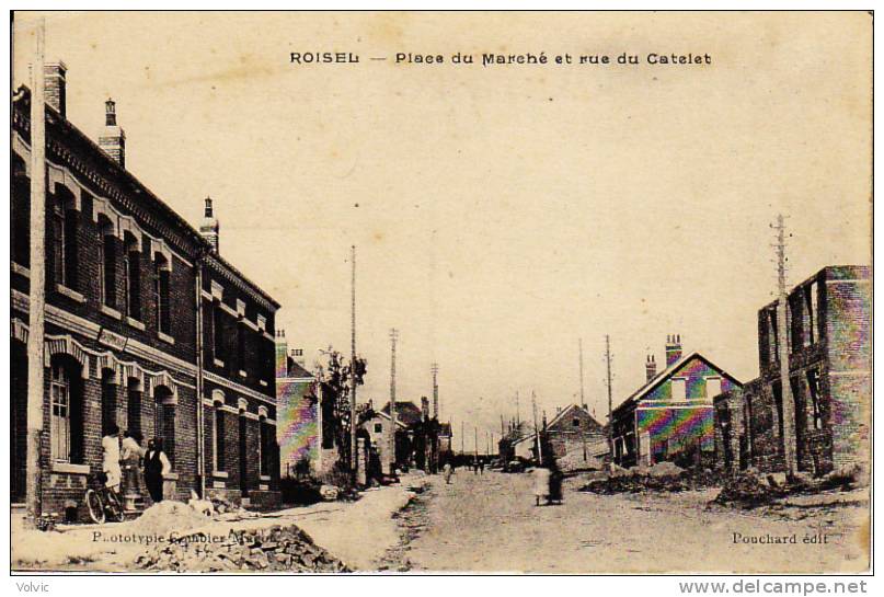 - 80 - ROISEL - Place Du Marché Et Rue Du Catelet - - Roisel