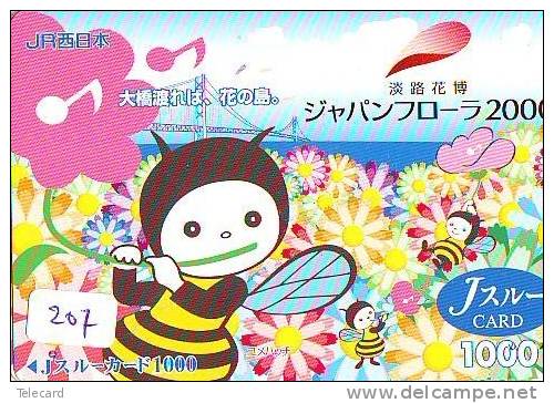 Carte Prépayée Japon  * ABEILLE * BIENE * BEE * BIJ * ABEJA (207) PREPAID CARD JAPAN * - Honingbijen