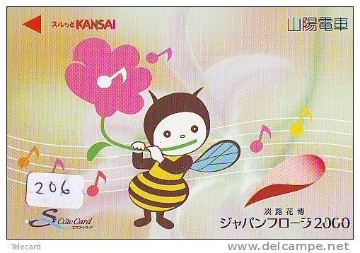 Carte Prépayée Japon  * ABEILLE * BIENE * BEE * BIJ * ABEJA (206) PREPAID CARD JAPAN * - Abejas