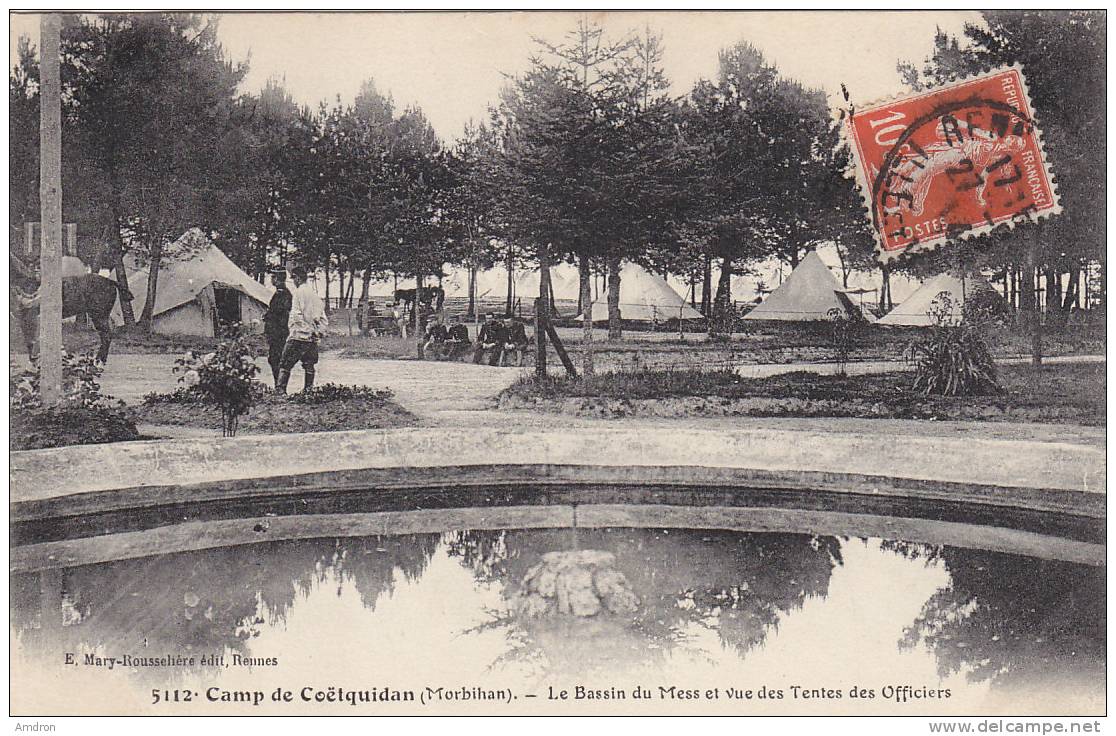 (§) Camp De Coëtquidan - Le Bassin Du Mess Et Vue Des Tentes Des Officiers - Autres & Non Classés