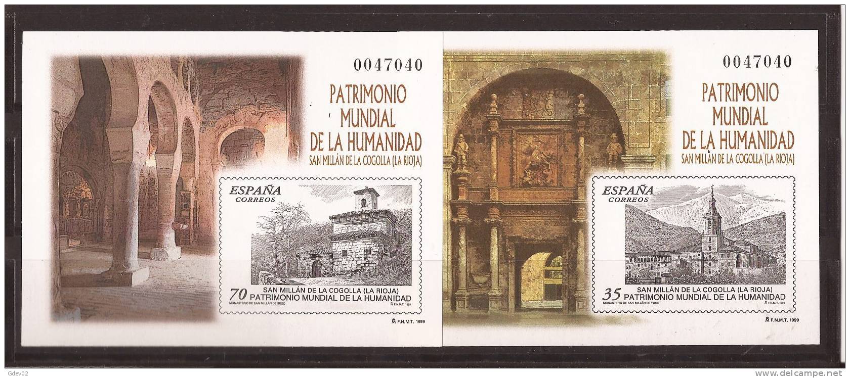 ESPO70-L1765THC.Spain Espagne.Patrimonio De La Humanidad. PRUEBAS OFICIALES 70/71 1999 SIN DENTAR LUJO MISMA NUMERACION - Commemorative Panes