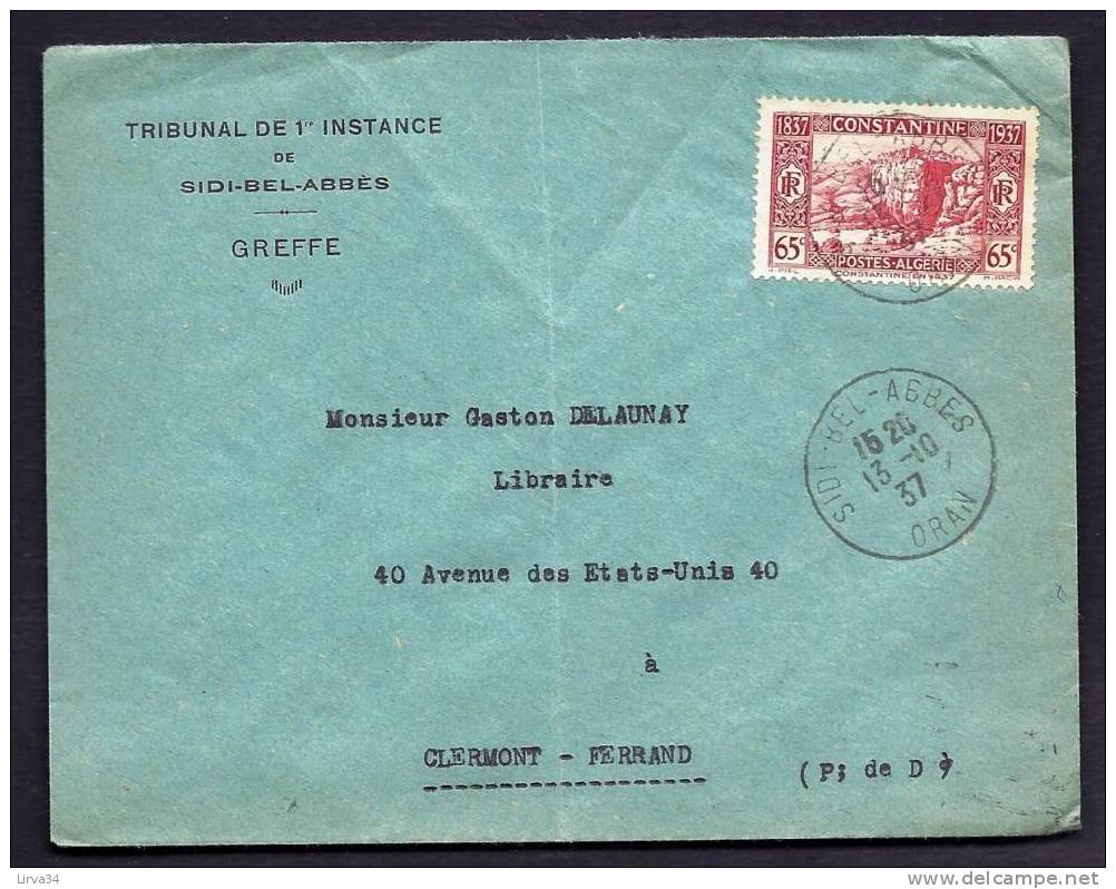 LETTRE  ANCIENNE COLONIE- ALGERIE- TIMBRE N° 131 SEUL - CAD DE SIDI-BEN-ABBES 1937 - Briefe U. Dokumente