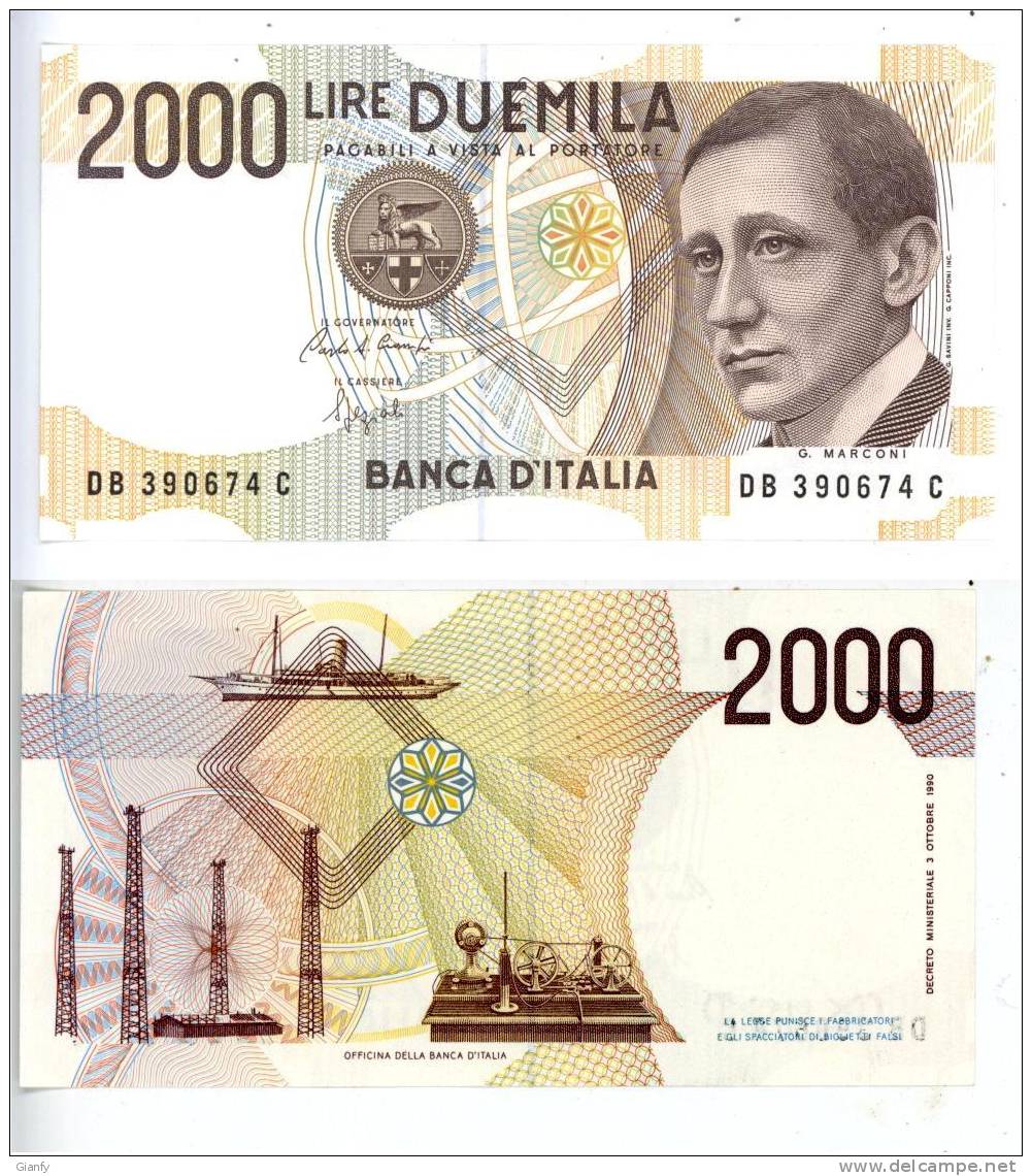 2.000 GUGLIELMO MARCONI NON CIRCOLATA 1990 SERIE DB - 2000 Lire