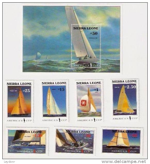 Sierra Leone - Americas Cup Sailing - Scott 836-843 - 8 Stamps Mint Never Hinged - Sierra Leone (1961-...)