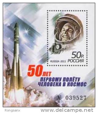2011 RUSSIA 50th Anni Of First Manned Space Flight MS - Blocks & Sheetlets & Panes