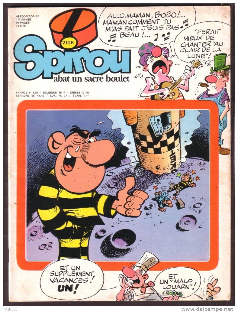 SPIROU N° 2106 - Année 1978 - Couverture "bobo" De Deliège. - Spirou Magazine