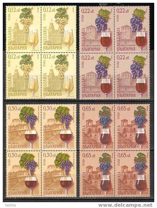 BULGARIA / BULGARIE - 2001 - Vins - 4v - Bl De 4** - Vinos Y Alcoholes