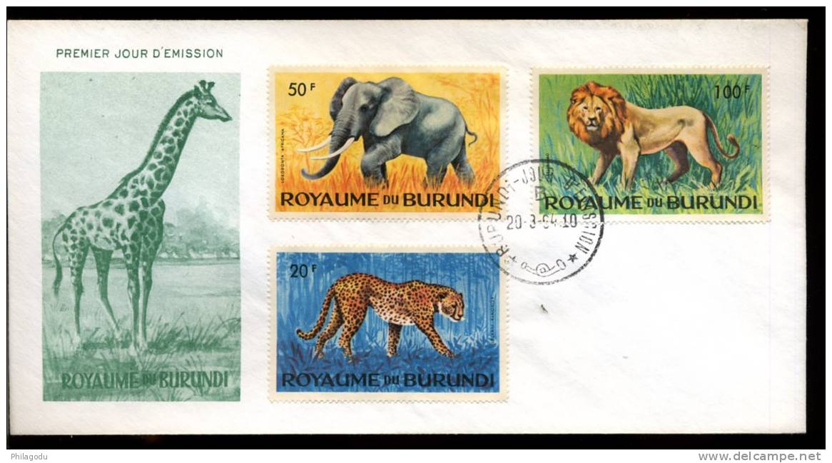 FDC 20-3-1964   LION Elephant Guepard Panthère  Grosses Valeurs Sorties Seules - Oblitérés