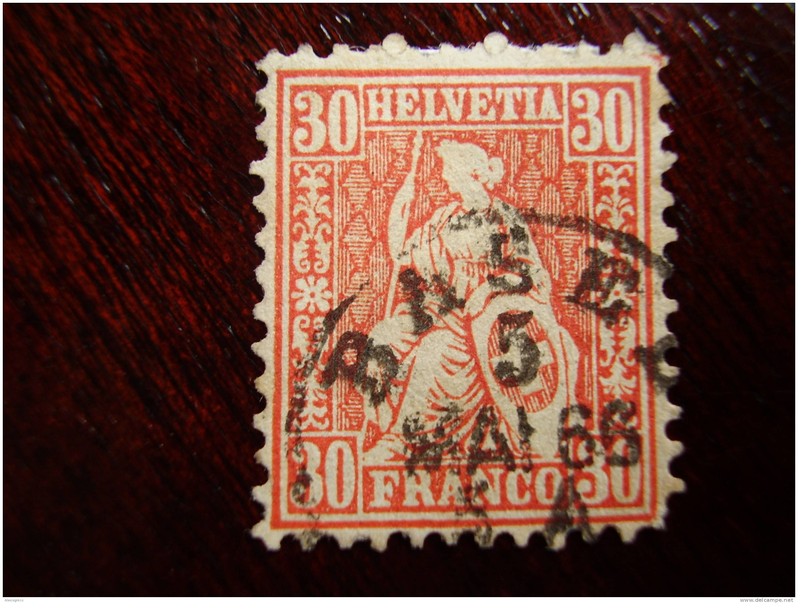 SWITZERLAND 1862 Perforated 30 Cents RED Used ´BASEL´ - Used Stamps