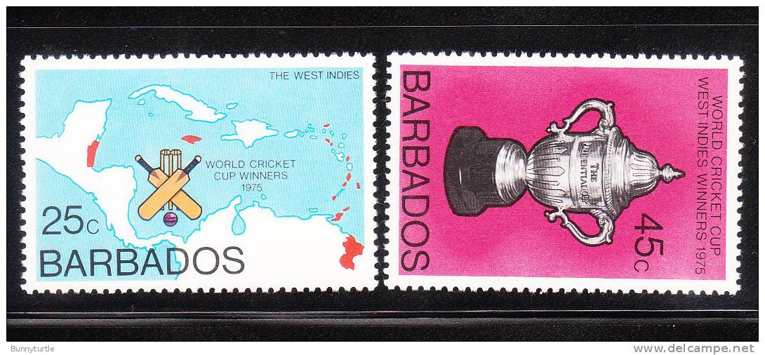 Barbados 1976 World Cricket Cup Won By West Indies Team Map MNH - Barbados (1966-...)