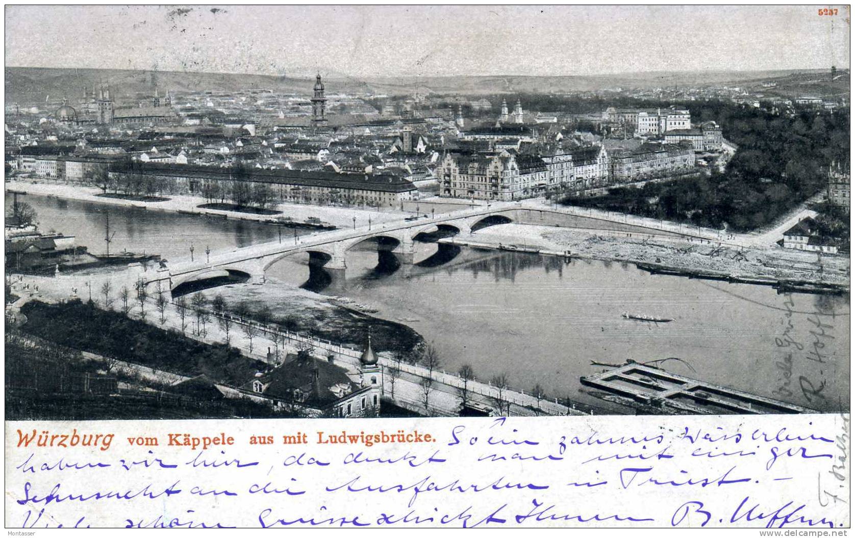 WURZBURG. Vom Kappele Aus Mit Ludwigsbrucke. Posted For TRIEST 1906. Stamp. - Wuerzburg