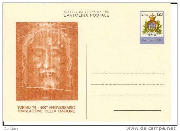 San Marino 1978 (Cartolina Postale): Sacra Sindone - Torino ´78 (NUOVA) - Entiers Postaux