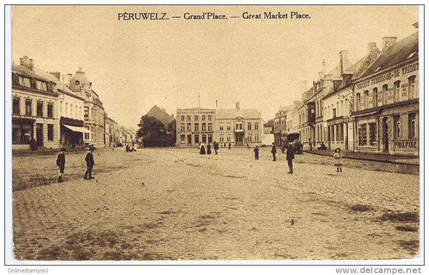 Belgium  Carte Postale Militaire  Field Post Office  A England, Verso Péruwelz Grand Place - Altri & Non Classificati