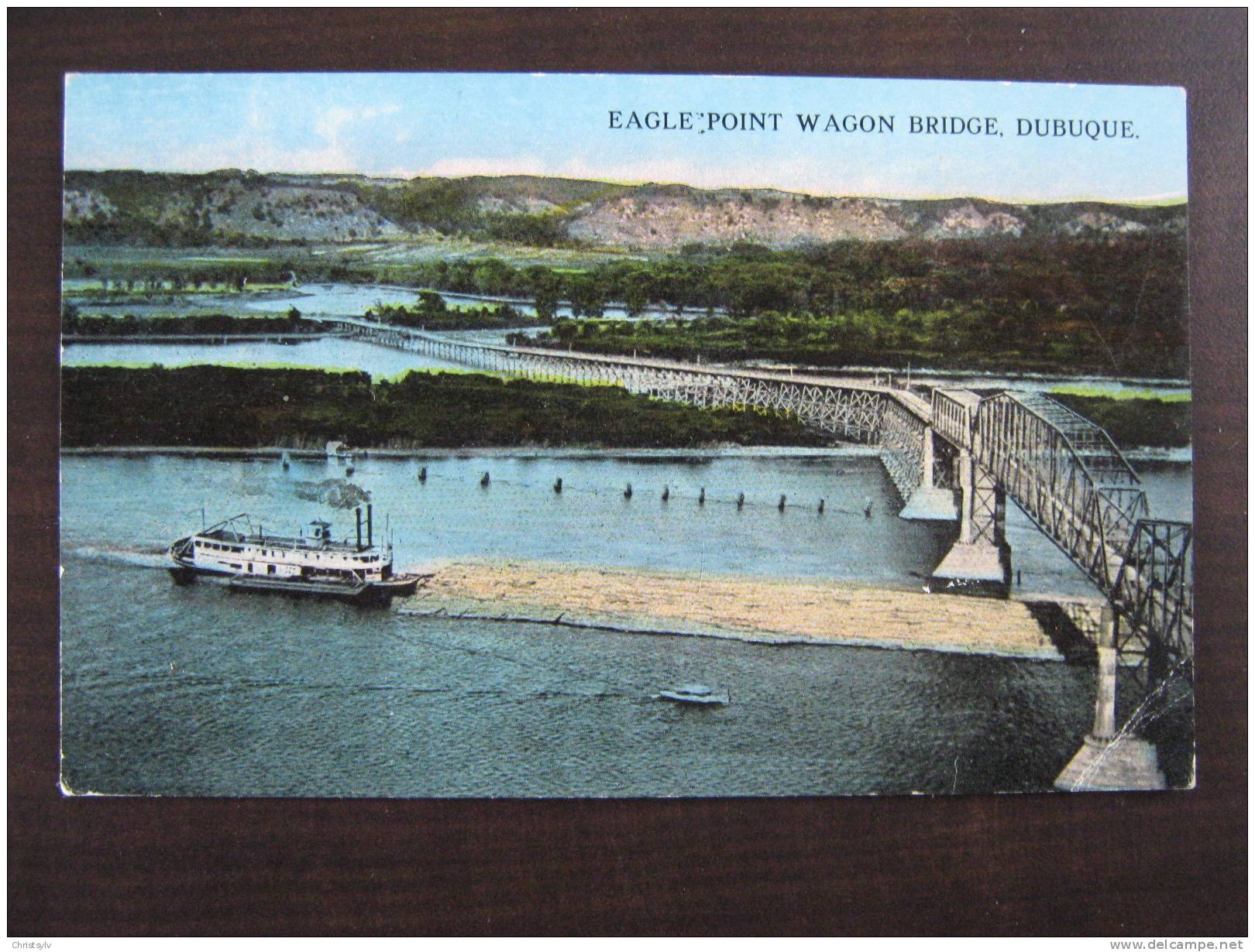 CPA EAGLE POINT WAGON BRIDGE DUBUQUE BOAT - Autres & Non Classés