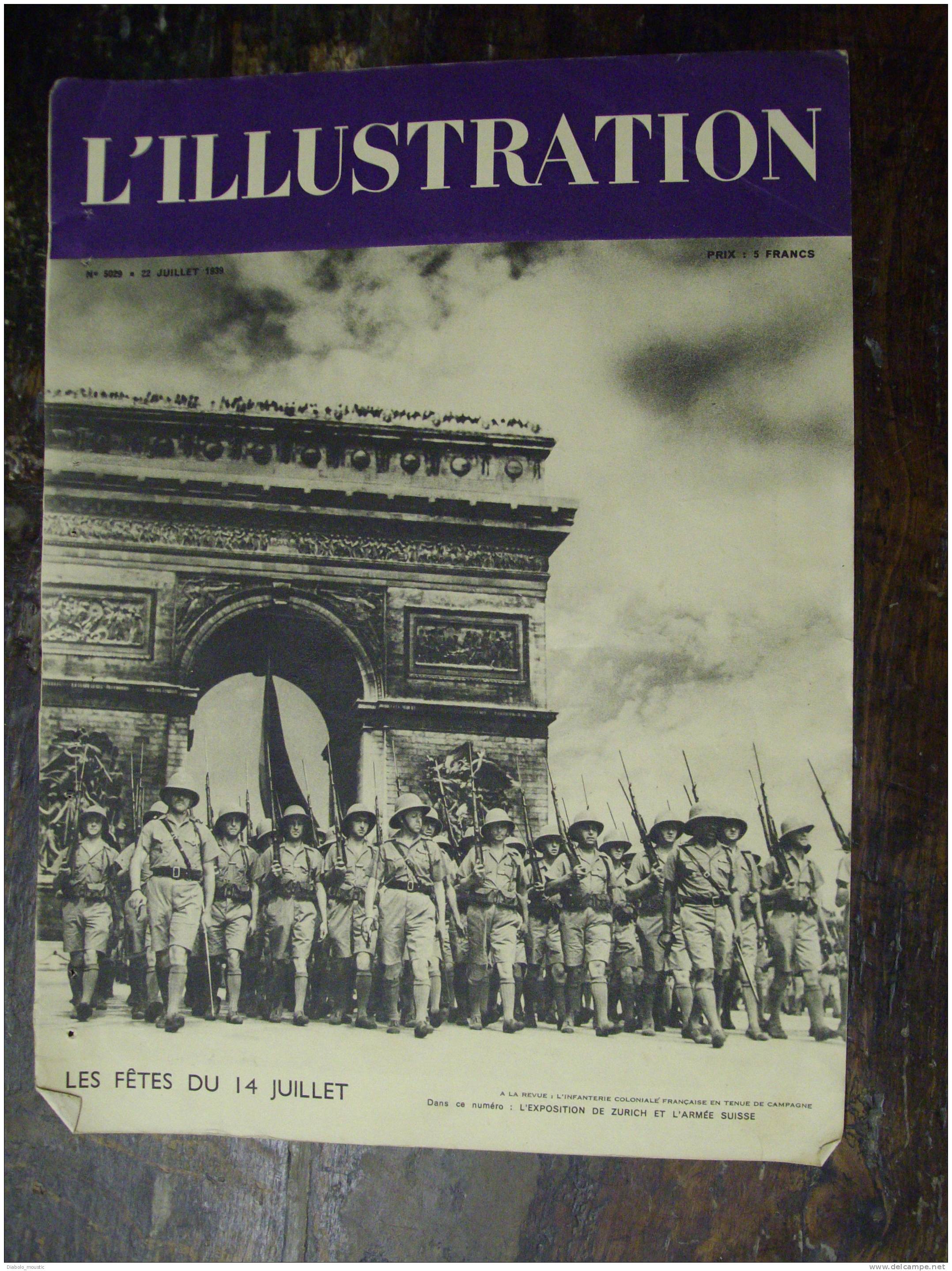 Couverture De Garde Du N° 5029 Du 22 Juillet 1939   L' INFANTERIE COLONIALE FRANCAISE EN TENUE DE CAMPAGNE - L'Illustration