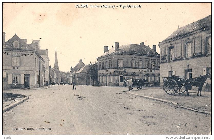 --37- CLERE Vue Générale - Attelage TB  écrite - Cléré-les-Pins