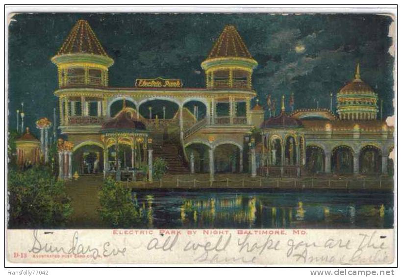 U.S.A. - MARYLAND - BALTIMORE - ELECTRIC PARK - @ NIGHT - 1907 - Baltimore