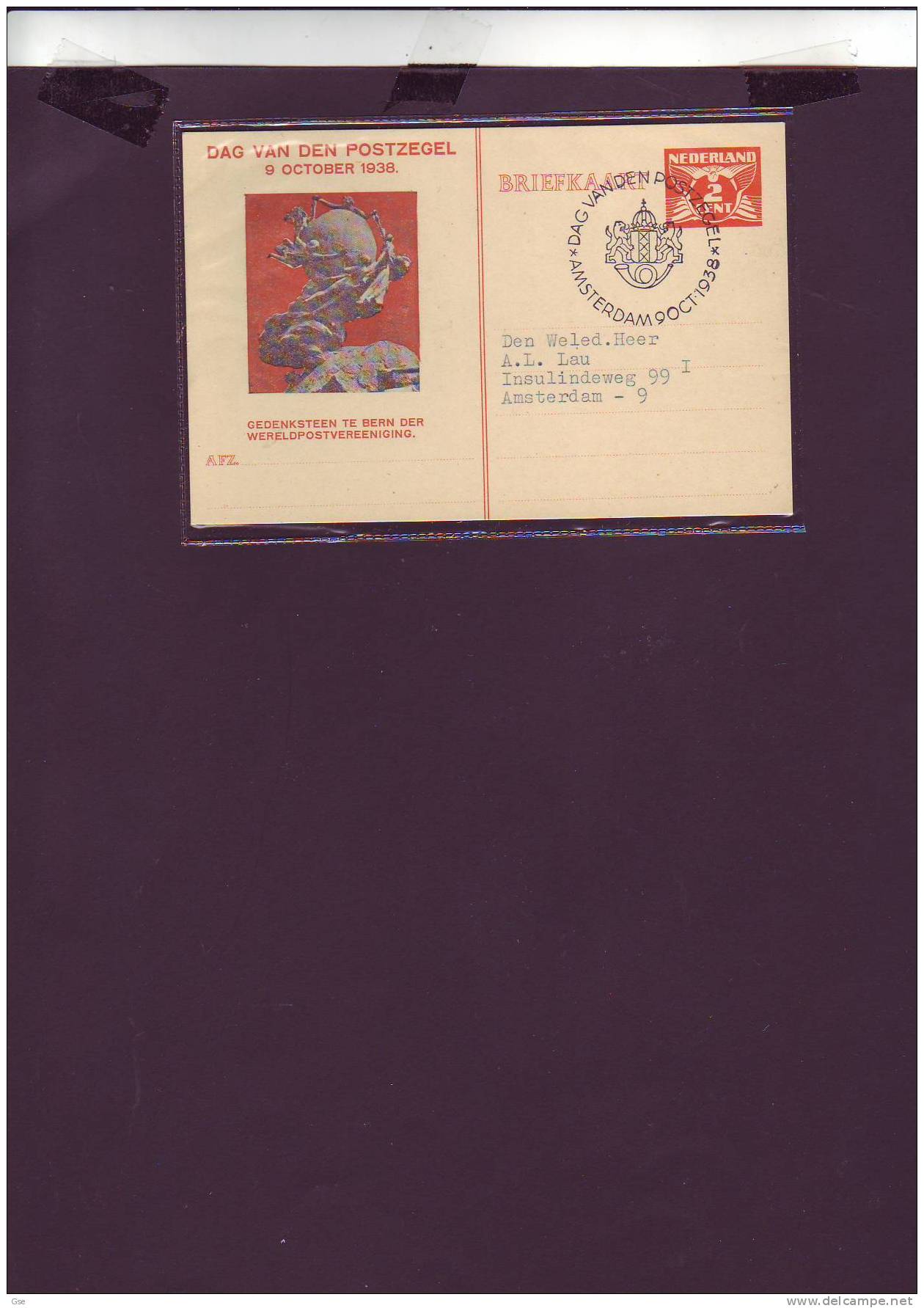PAESI BASSI 1938 - Cartolina Postale UPU - Annullo Speciale Illustrato - Postal Stationery