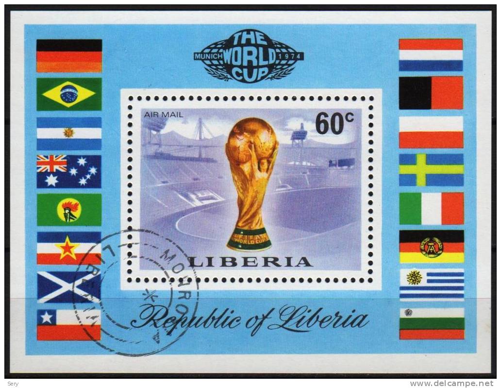 Liberia 1974 World Cup Soccer  Football Championship Used Cancelled  Football I Soccer - 1974 – Germania Ovest