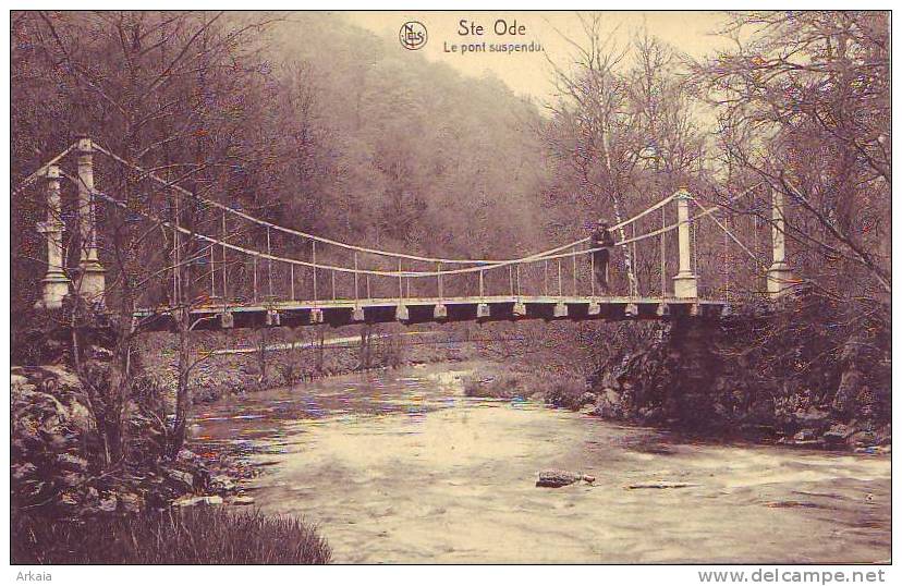 SAINT E ODE = Le Pont Suspendu - Carte Animée (Nels) écrite - Sainte-Ode